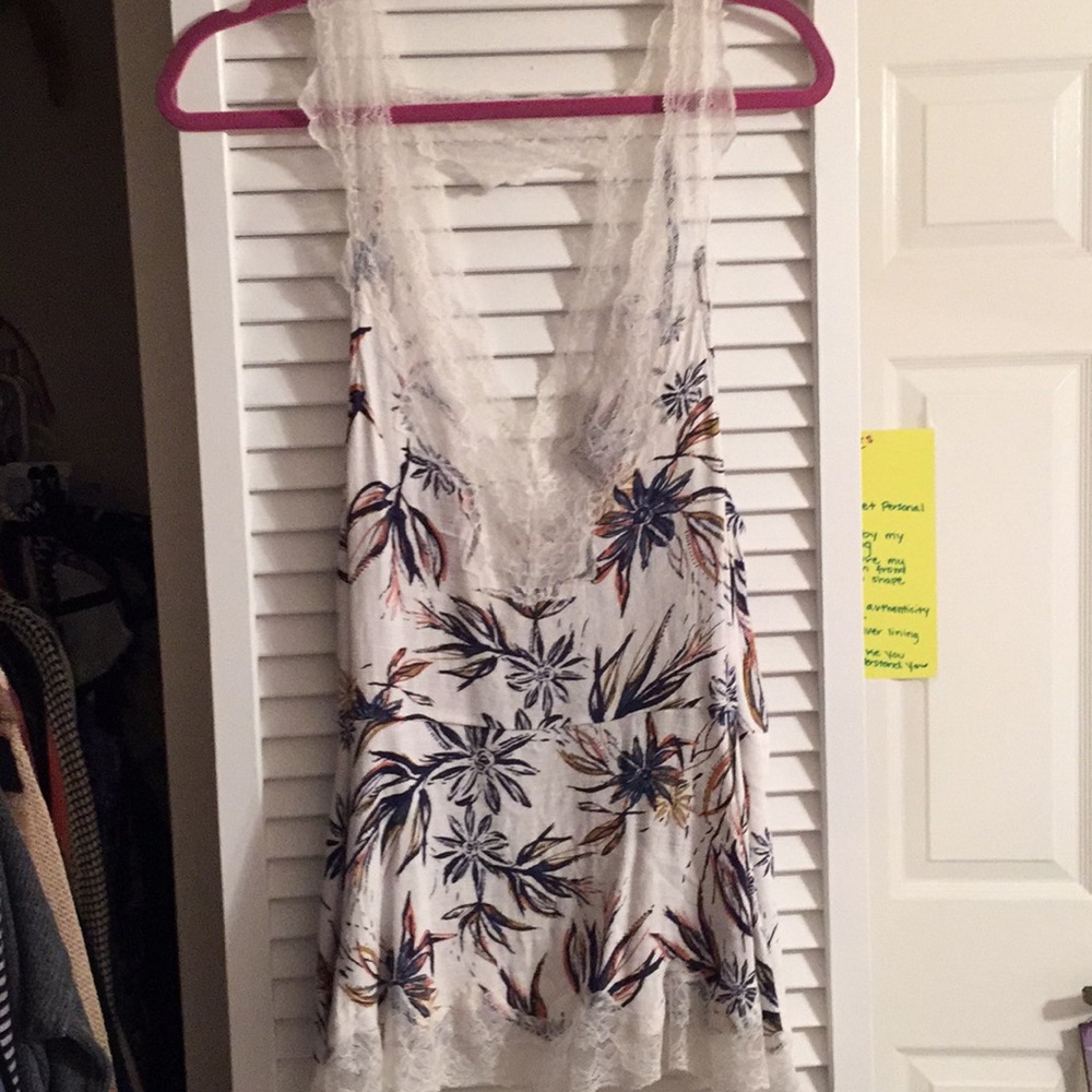 Free People multi colored lace trimming tunic